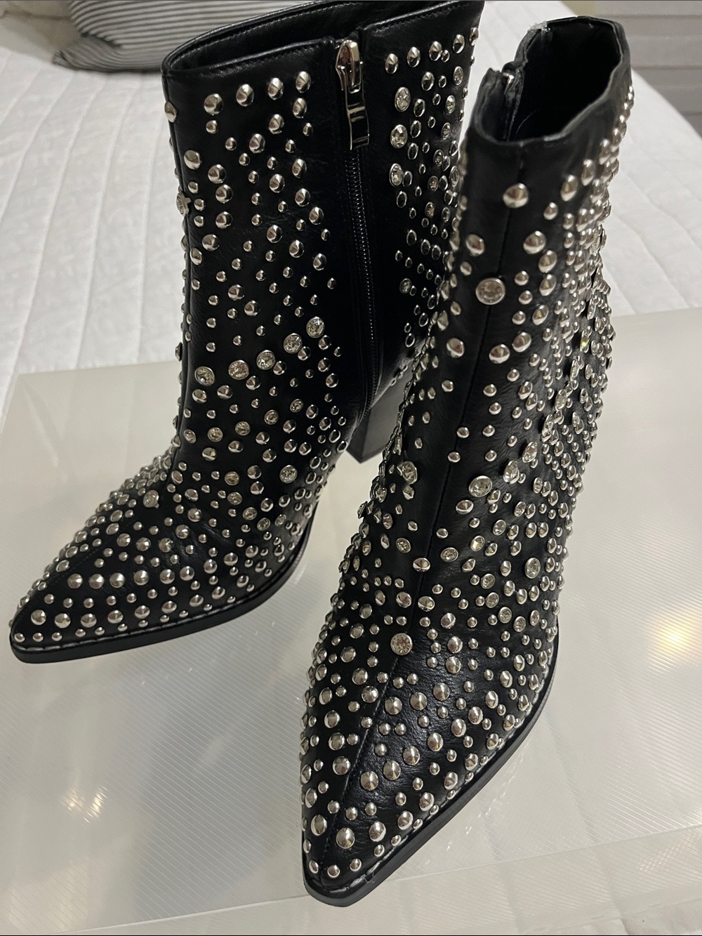 Corkys Black Studded Pointed-Toe Ankle Boots